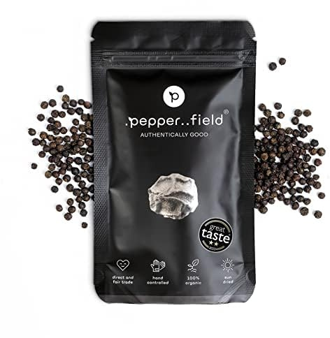 Pepper Field Black Kampot Pepper 50 g – Whole Peppercorns | Kampot Peppercorns PGI from Cambodia – Whole Black Pepper for pepper mills, steak & grilling