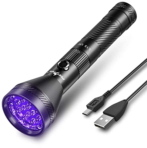 PEETPEN UV Flashlight Black Light, Waterproof 12 LED Rechargeable 395nm UV Blacklight Pet Urine Detector for Dog/Cat Urine, Dry Stains, Bed Bug, Resin Curing, Scorpions Finder