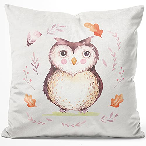 JUNIWORDS Kissen, Eule Aquarell, 40 x 40 cm, Flauschig Samtweich Weich