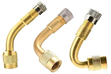 Elionless Reifenventil Adapter, 3 Stück 45/90/135 Grad Ventil Verlängerung Adapter für Auto Motorrad Fahrrad Scooter (Gold)