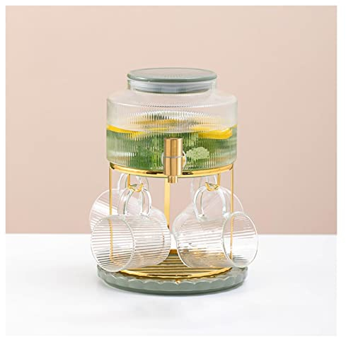 Caraffa per Acqua refrigerante Bruciatore di vetro Set con tazza Teiera acqua trasparente con supporto for ferro Tap 2.8L Bollitore Bollitore Bollitore A Bere utensili Caraffa Acqua per Calda Fredda