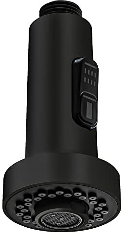 Beati - Testa di ricambio per rubinetto della cucina, con doccetta estraibile e ugello per lavello da cucina, 2 funzioni, finitura nera opaca