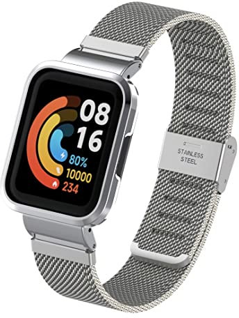 T-BLUER Compatibile per Cinturino Redmi Watch 2 Lite, Cinturino di Ricambio in Metallo in Acciaio Inossidabile Accessori per Cinturino per Xiaomi Mi Watch Lite 2 Smart Watch,Argento