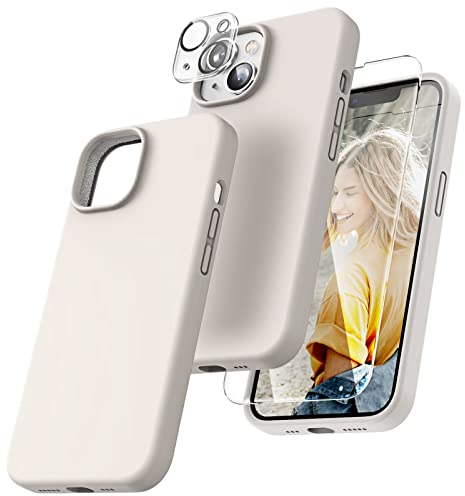 TOCOL Silicone for iPhone 14 Case 6.1-Inch, Liquid Silicone Multi-Color Slim Silky-Soft Touch Anti-Scratch Shockproof Protective Phone Cover, Stone