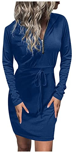 Kleid Weiss Swing Abendkleid Festliche Kleider Kurz Nkd Kleider Kleider Mit Puffärmeln Damen Mode Sexy Kapuzenpullover Kleid Einfarbig Slim Fit Hüftkleid Dunkelblau M