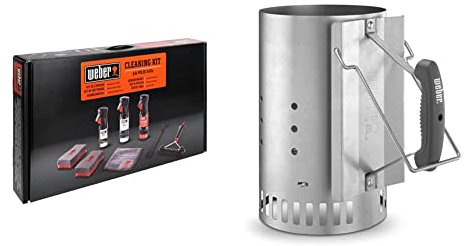 Weber 18286 Kit de Nettoyage pour Barbecue Q & Pulse 7,6 x 59,5 x 34 cm Multicolore & 7416 - Cheminée à allumage Rapidfire