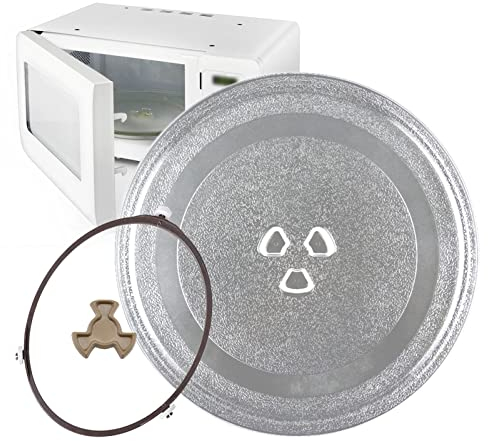 Microwave Glass Tray With 3 Fixtures, Scratch-Resistants Microwave Glass Plate, Universall Microwave Glass Turntable Plate Replacement, 315mm 255mm 245mm Diameter Round Microwave Plate ( Color : Clear