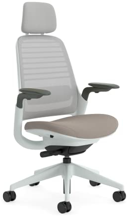 Steelcase Series 1 Ergonomischer Bürostuhl mit LiveBack Lumbalstütze, 4D-Armlehnen, anpassbarer Kopfstütze Trüffel, 66 x 64 x 112