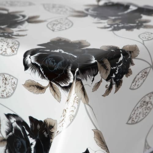 Wachstuch Wachstischdecke Tischdecke, Black and White Series mit Paspelband Cologne Eckig 130 x 260 cm, Abwaschbar