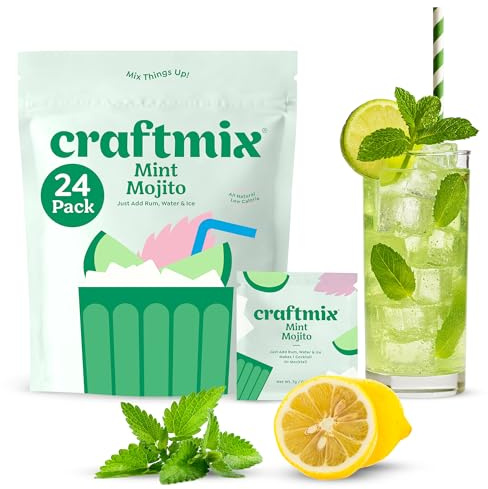 Craftmix Mint Mojito 24 Pack Cocktail Mixers Kit - Low Sugar Skinny Margarita Mix, Easy to Use Keto Low Carb drink mixers set for cocktails mocktails, Adult Party Favors women's Birthday Gifts, Travel
