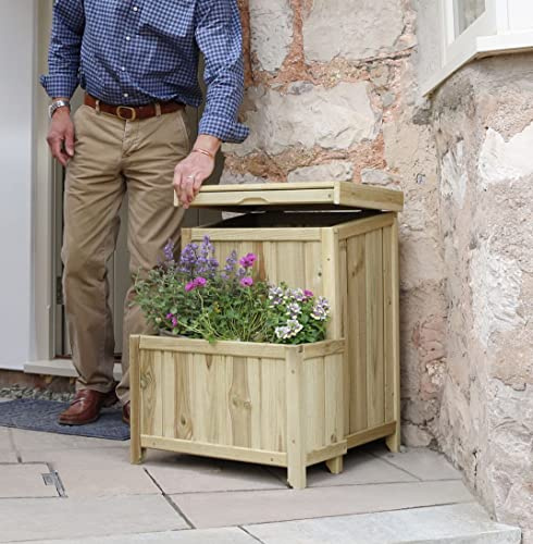 Outside Large Parcel Store Safe Mail Box with Planter for Internet Deliveries in Pressure Treated Wood - 10 year warranty against rot