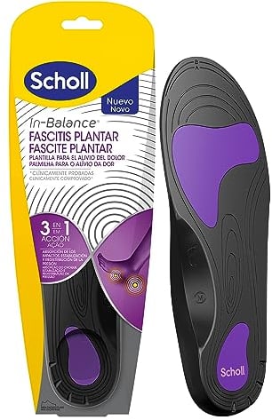 Scholl Einlegesohlen gegen Schmerzen Plantarfasziitis | In-Balance 3-in-1-Technologie | Sofortige und dauerhafte Linderung | Komfort angepasst an Ihren Gang | Größe S 37-39,5