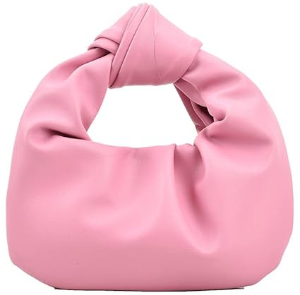 Damen Handtasche-Retro Geknotete Gewebte Schultertasche-Weiche PU Leder Umhangetasche Fashion Shopper Bag Tote Bag Mode Handgefertigte Bag Leichte Einkaufstasche (Rosa)