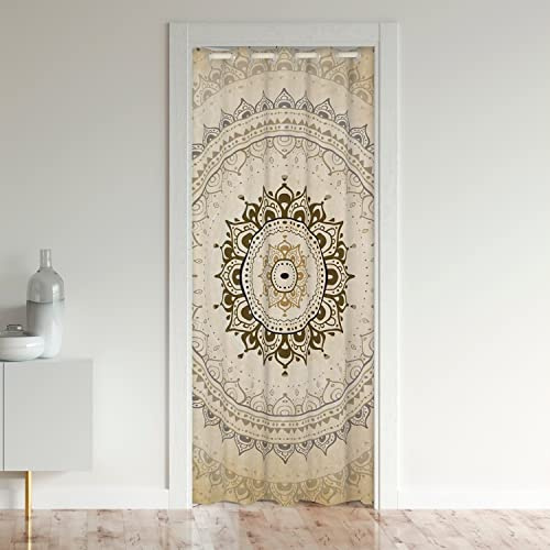Loussiesd Boho Mandala Türvorhang 86x203cm Für Tür Privatsphäre Kinder Böhmisch Style Zimmer Divider Abdeckung Für Hippie Mandala Schrank Vorhang Innentür Raumteiler Gold Exotisch Floral