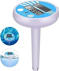 Volumoon Termómetro Solar para Piscina Digital, Termómetro Flotante para Piscina, Flotante con Correa de Fijación Termómetro Digital LCD Fácil de Leer para Piscinas, Spas, Jacuzzis