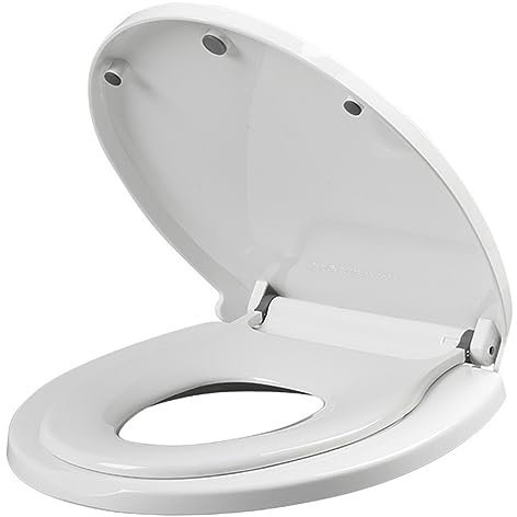 Abattant WC Familial Lunette Toilettes 2 En 1 Siège De Toilette Blanc Avec Siège Enfant Intégré Amovible V Forme Universelle Ajustement Souptins De Toilette Fermes Doux Pour Tout-Petits Et Adultes