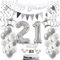 Silber Geburtstagsdeko 21 Jahre Frau Mann,ballon 21 Geburtstag Frauen Deko, Luftballons 21. Geburtstag Deko Frau silber,Party Deko 21. Geburtstag Männer Tortendeko 21 Geburtstag Frau Mann deko