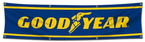 Bofanio Flagge kompatibel mit Goodyear Tires Flagge Banner Dekor Motorrad Auto Racing 0,6 x 2,4 m Banner für Garage Man Cave Schlafsaal Zimmer