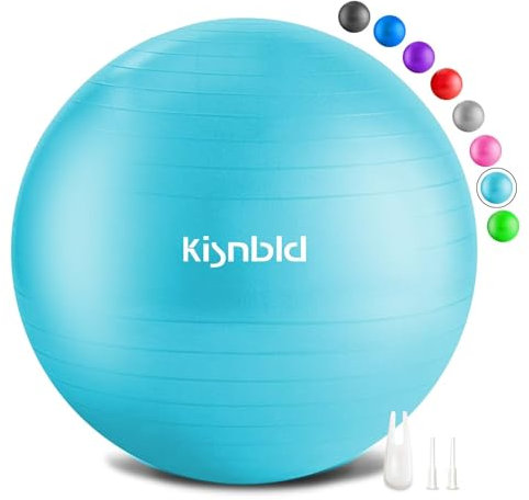 kisnbld Gymnastikball, extra dicker Yoga-Ball für Workout, Schwangerschaftsstabilität, 4 Größen, Anti-Burst-Balance-Ball mit Fußpumpe, robuster Fitnessball-Stuhl für Büro, Zuhause & Fitnessstudio