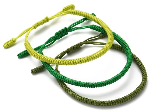 LUCKY BUDDHIST - 3 bracelets porte-bonheur tibétains + cadeau bouddhiste ! - Fait main. Ajustable à votre poignet. Pour hommes et femmes. Bracelets d'amitié en tissu tressé