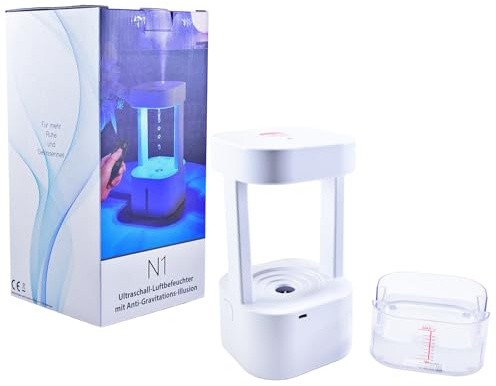 Kögler Luftbefeuchter mit Anti-Schwerkraft-Effekt | Weißer Humidifier mit LED-Beleuchtung und optischer Täuschung, auch als Aroma Diffuser, 61920