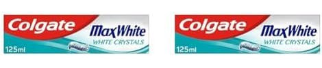 Colgate Max White White + Crystals Toothpaste 125ml | Teeth whitening Toothpaste | restores Natural Whiteness | 10x Longer Lasting Cooling Than Regular Fluoride Toothpaste | Fights Cavities