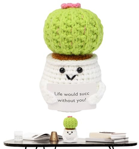 Raypontia Piante grasse all'uncinetto, Cactus positivo all'uncinetto, giocattolo per maglieria con piante grasse di capibara cactus, Simpatica bambola di incoraggiamento lavorata