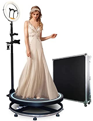 360 Photo Booth Machine Automatic Slow Motion Rotating 360 Video Camera Booth Selfie Platform Free Customize Logo for Weddings Parties (Size : 115cm/45.2in(flight case))