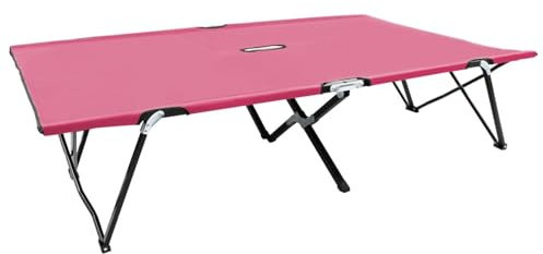 Juroupi Chaise Longue Pliable 2 Places Rose Acier,Chaises Longues,Chaises Longues Jardin Extérieur,Chaises Longues Relax