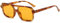 Laurinny Retro Quadratische Sonnenbrille Damen Herren 70er Jahre Vintage Trendy Brille Klassisch mit Double Brücke Sonnenbrille(Gelb Leopard/Orange)