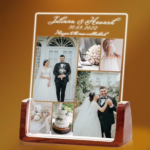 toyofmine personalisierter Fotorahmen Acrylglas Rahmen mit Holzständer - Acryl Glasbild mit eigenem Foto mit - Glasfoto Jubiläumsgeschenk für Paare für Frauen und Männer (4 Größen: 15–25 cm)