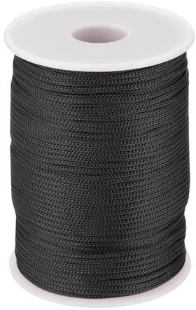 sourcing map Corde tressée en polypropylène de 2 mm - 100 m - Corde utilitaire creuse pour corde à linge, camping, randonnée, extérieur - Noir