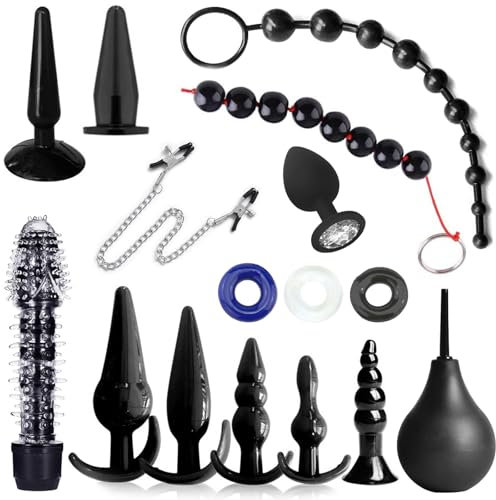 BDSMYEE Deluxe erotische Analspielzeuge Set mit 16 Sex Spielzeug für Paare,Plugs Sexspielzeug Sexspielzeuge für Paare Sex Toyset für Paar Set,Sex Spielzeug ab 18 für Paare extrem (Schwarz)