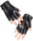 JEXOWIQ Lederhandschuhe Fingerlos für Herren Damen, Halbfinger Schwarz Punk Costume, PU-Leder, Outdoor-Sport, für Autofahrer Fahren