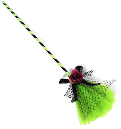 Partilandia Escoba de Bruja verde con tul de 40 cm