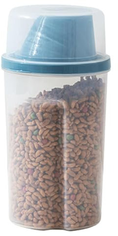 Dog Food Container Airtight Cat Pet Food Storage Container with Cup Pour Spout Food Dispenser for Dog, Cat, Bird, 1L