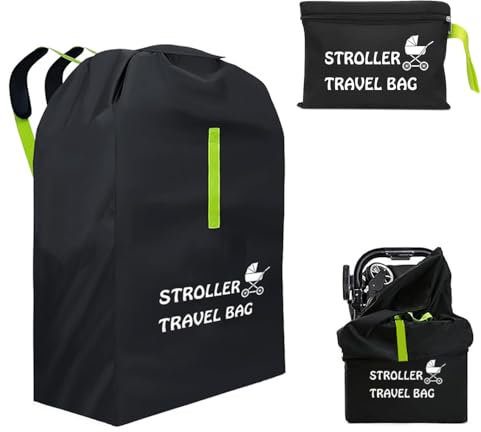 lelewangluo Sac de voyage pour poussette, sac de landau portable pour avion, grand sac de housse de poussette avec bandoulière, sac étanche pour porte d'entrée d'avion, poussette de bébé, Noir