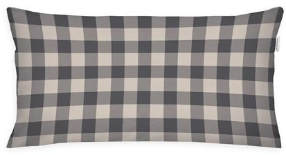 TOM TAILOR Flanell-Kissenhülle, 40x80 cm, 100% Baumwolle/ Flanell, Mit Wendemotiv und farbigem Markenreißverschluss, CLASSIC CHECK Grau, Beige (Anthracite & Sunny Sand)