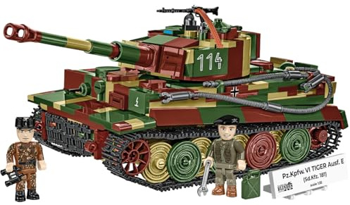 COBI Tiger I 114/Bretagne, 1:35, 870 Teile, 2 Figuren | Pad Printed, 2 Markierungen, Motor herausnehmbar, Ketten, 2 Figuren, Namensschild, 1:35, 9+