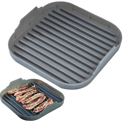 Microwave Bacon Cooker, 9.8inch Silicone Bacon Tray for Microwave Cooking, Microwave Bacon Trays, Bacon Cooker for Microwave Oven (Black)