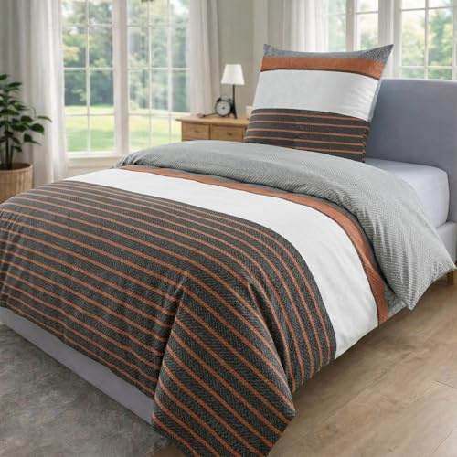 MALIKA Bettwäsche 155x220 Baumwolle Sets, Bettbezug 155 x 220 cm, Kissenbezug 80x80 cm, Renforcé, Oeko-TEX Bettwäsche mit Reißverschluss