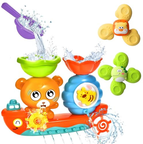 Badewannenspielzeug ab 1 2 3 4 Jahre, Badespielzeug 2, Bär und Bee, Wasserspielzeug Kinder, Badewannen Spielzeug Kinder, Wasserspielzeug Babyspielzeug Geschenk für Jungen Mädchen Geburtstag