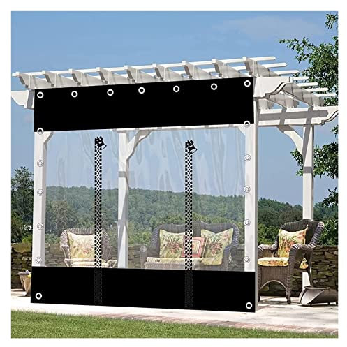 Cortinas de lona transparente impermeables de PVC de 0.5 mm con ojales, paneles laterales de lona transparente para pérgola, patio, porche, cenador, jardín, resistente a la intemperie con puerta con
