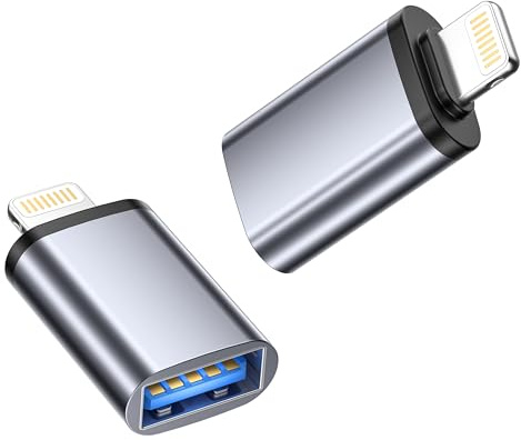 Adaptateur Lightning vers USB Lot de 2, Adaptateur USB OTG Pour iPhone14 13 12 11 iPad Air, Adaptateur USB iPhone Supports Clavier MIDI, Souris, Lecteur de Cartes, clé USB, Appareil Photo Numérique