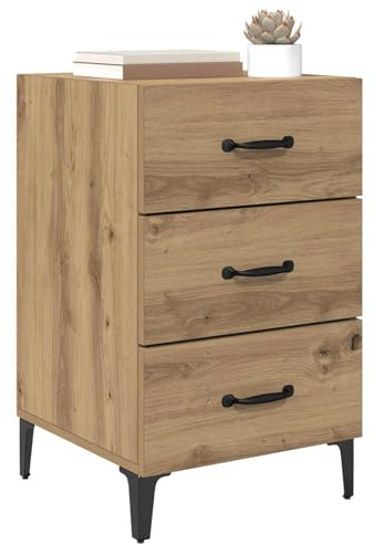 vidaXL Bedside Cabinet Artisan oak 40 x 40 x 66 cm Engineered wood, Minimalist Nightstand, Compact Bedroom Storage, Contemporary Bedside Cabinet, Functional Table, Stylish Organizing Furniture