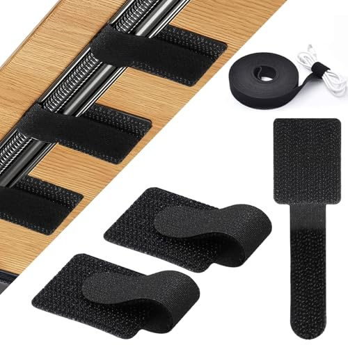 Kabelclips Selbstklebend 50 Stück + 1m Klettband, Kabelhalter Kabelmanagement für Schreibtisch, TV & Büro, 3M Kabel Organizer ohne Bohren,Schwarz