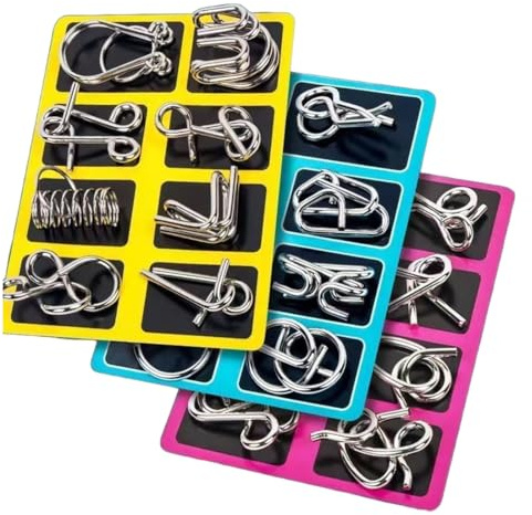 UIEXAY 3D Brainteaser Metall Puzzle IQ Spiele, 24 Stück Knobelspiele Set,Knobelspiele für Erwachsene, Mitgebsel Jungen, Mädchen Spielzeug Geschenk für Weihnachten Ostern Geburtstag(3 Stile)