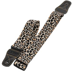 GEWA Gitarrengurt Animal Edition - Stoffgurt Breite 50 mm - weich und bequem - Lederenden mit Ziernaht - Verstellbar 89-147 cm