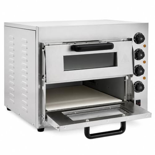 Edelstahl Pizzaofen Doppel-Etagensystem, 3000W, Präzise Temperatur, Timer, Leicht zu Bedienen, Profi Pizza Backofen für Küche, Restaurant, Bäckerei, Temperaturbereich 50-350℃