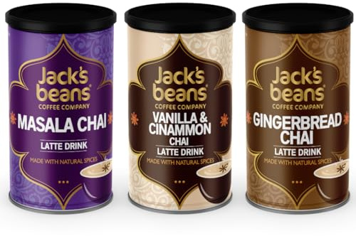 Jack's Beans 3x300G | Vanilla & Cinammon | Masala Chai | Gingerbread Chai | 12 Months on All Products | 3x300G | 1 Of Each | Bundle